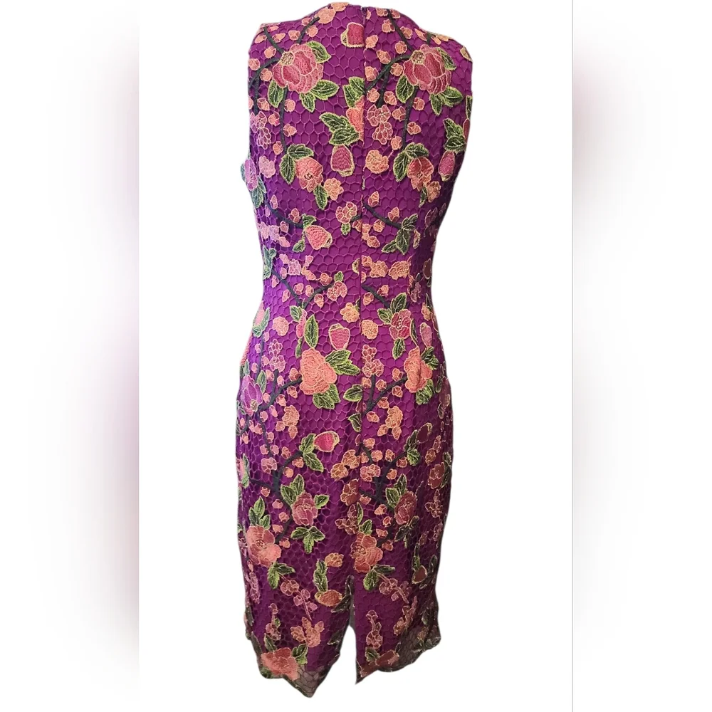 Badgley Mischka Floral Lace Sheath Dress, Womens 4 - Picture 3 of 9